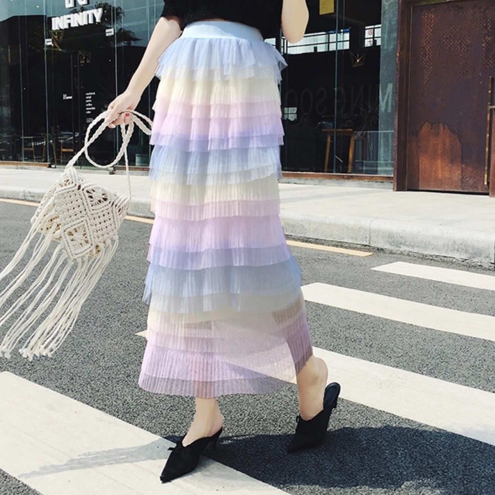 Rainbow tulle skirt S small pastel